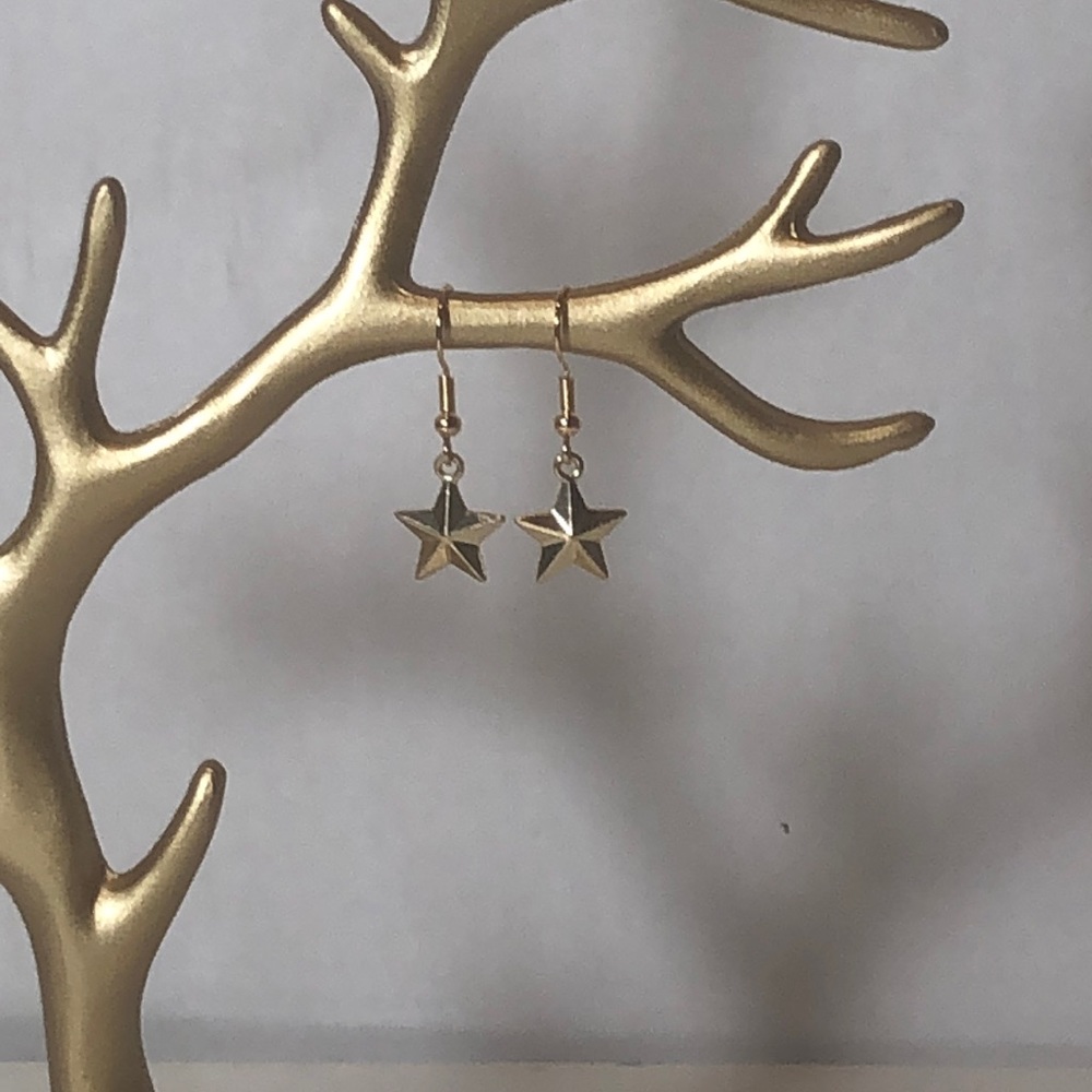 Handmade gold star earrings